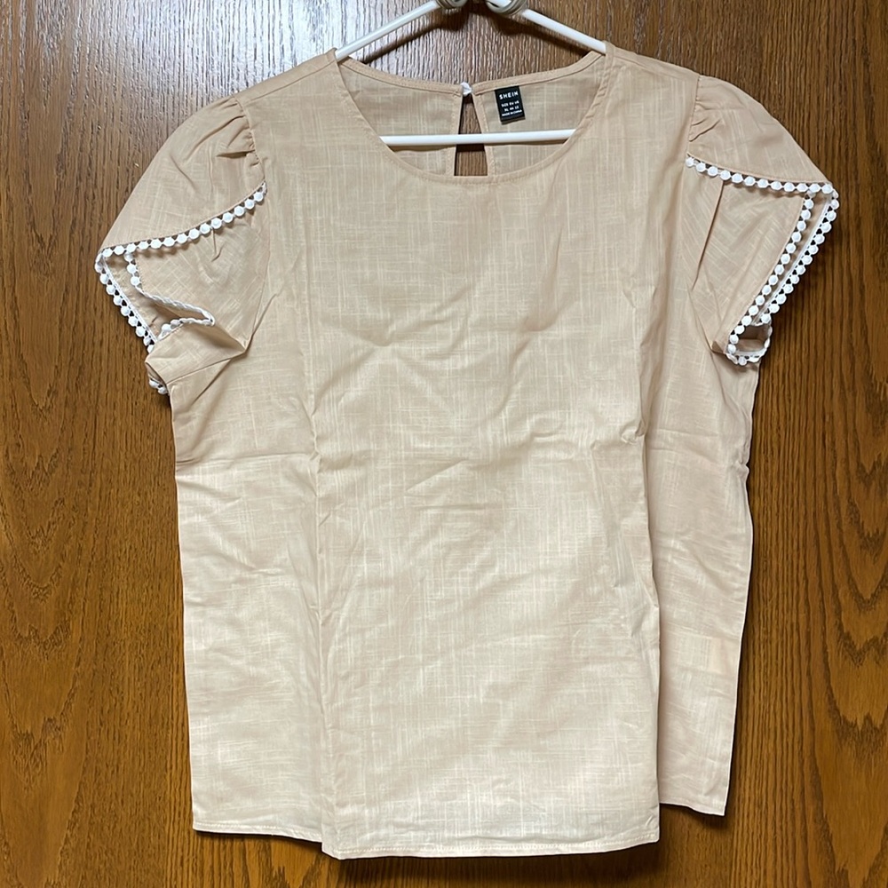 SHEIN cream linen blend blouse
